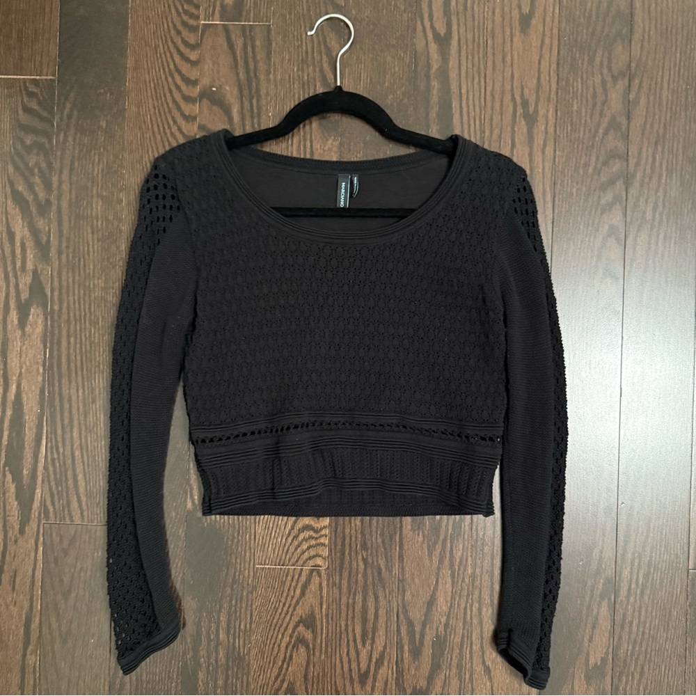 Marciano Black Knit Crop Top – Size L (fits more like M)